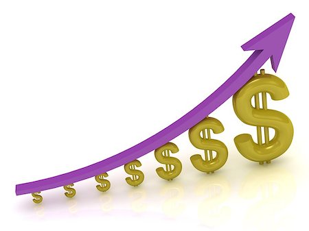 simsearch:400-06952963,k - 3D Illustration of the growth of the dollar with a lilac arrow on white background Stock Photo - Budget Royalty-Free & Subscription, Code: 400-06698463