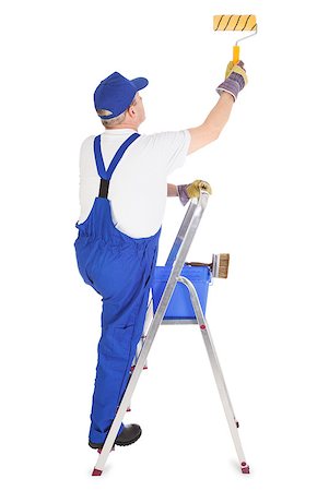 simsearch:400-06797092,k - house painter on the ladder is painting invisible wall Foto de stock - Super Valor sin royalties y Suscripción, Código: 400-06698480