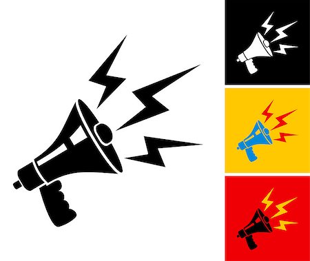 serazetdinov (artist) - Set illustration of megaphone and lightning Foto de stock - Super Valor sin royalties y Suscripción, Código: 400-06698624