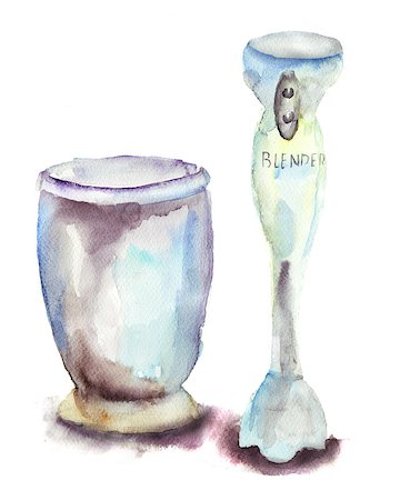 drawing of a drink - Electric blender, watercolor illustration Stock Photo - Budget Royalty-Free & Subscription, Code: 400-06698664
