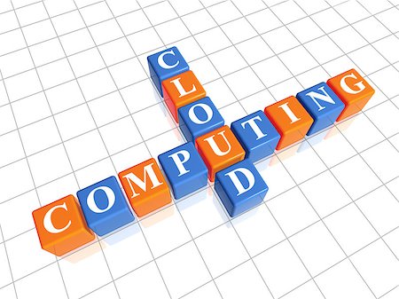 simsearch:400-05914602,k - cloud computing crossword - 3d blue and orange cubes with white text Stockbilder - Microstock & Abonnement, Bildnummer: 400-06698742