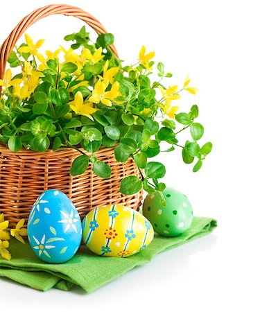 simsearch:400-07306161,k - easter egg in basket with spring flower isolated on white background Foto de stock - Super Valor sin royalties y Suscripción, Código: 400-06698856