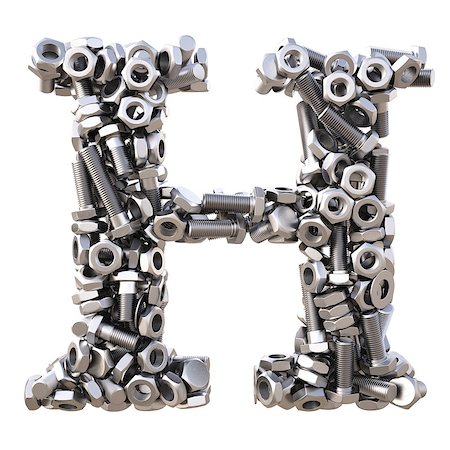 Alphabet from nuts and bolts. isolated on white. Stock Photo - Budget Royalty-Free & Subscription, Code: 400-06698868