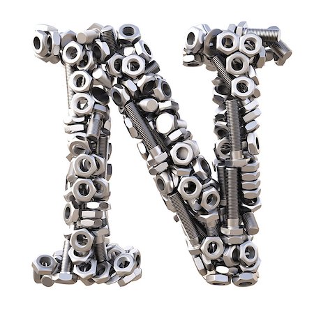 Alphabet from nuts and bolts. isolated on white. Stock Photo - Budget Royalty-Free & Subscription, Code: 400-06698874