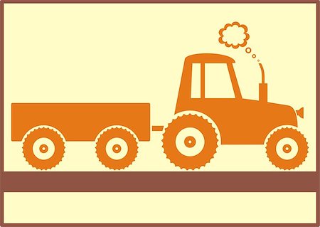 brown tractor with trailer on yellow background isolated Stock Photo - Budget Royalty-Free & Subscription, Code: 400-06698947