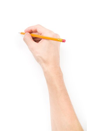 sketching idea - Hand with pencil writing something isolated on white background with shadows Stock Photo - Budget Royalty-Free & Subscription, Code: 400-06698948