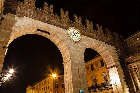 simsearch:400-06950662,k - Medieval Gates in the Wall to Piazza Bra in Verona at Night, Veneto, Italy Stock Photo - Budget Royalty-Free & Subscription, Code: 400-06699005