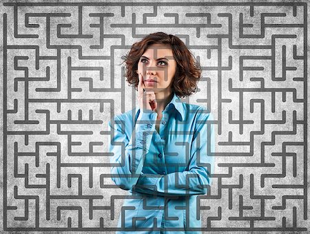 Photo of the girl before a difficult labyrinth Stock Photo - Budget Royalty-Free & Subscription, Code: 400-06699165
