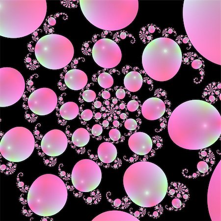 simsearch:400-06699301,k - Digital abstract fractal image with a spiral balloon design in pink on a black background. Stock Photo - Budget Royalty-Free & Subscription, Code: 400-06699305