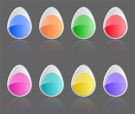 easter eggs in a dark color - Easter glossy buttons. Colorful labels with reflections. Vector illustration Stock Photo - Budget Royalty-Free & Subscription, Code: 400-06699323