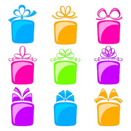 A collection of colorful gift boxes on a white background Stock Photo - Budget Royalty-Free & Subscription, Code: 400-06699387
