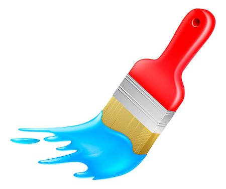 paint brush stroke vector - An illustration of a cartoon painter or decorators paint brush painting with blue paint Stock Photo - Budget Royalty-Free & Subscription, Code: 400-06699411