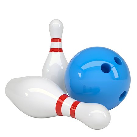 Bowling ball and pins. Isolated render on a white background Stock Photo - Budget Royalty-Free & Subscription, Code: 400-06699435