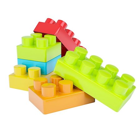 plastic blocks - Box of bricks. Isolated render on a white background Stock Photo - Budget Royalty-Free & Subscription, Code: 400-06699433
