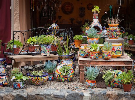 flower sale - Beautiful Outdoor Shop of Decorative Pots and Succulents. Stock Photo - Budget Royalty-Free & Subscription, Code: 400-06699477