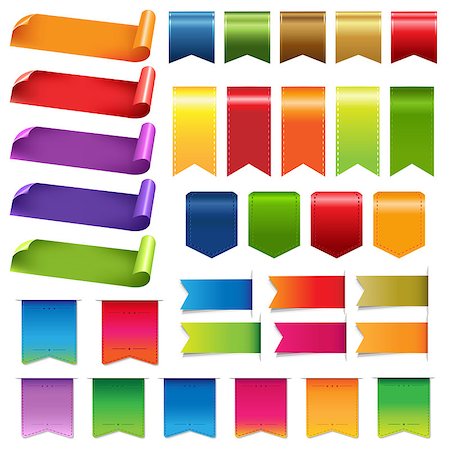 Big Colorful Ribbons And Design Elements, Isolated On White Background, Vector Illustration Foto de stock - Super Valor sin royalties y Suscripción, Código: 400-06699484