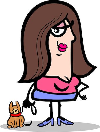 fashion dog cartoon - Cartoon Illustration of Happy Woman with Dog or Puppy Stock Photo - Budget Royalty-Free & Subscription, Code: 400-06699581