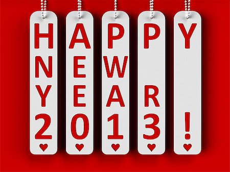 Happy new year 2013 on the metal labels, three-dimensional rendering Stock Photo - Budget Royalty-Free & Subscription, Code: 400-06699691