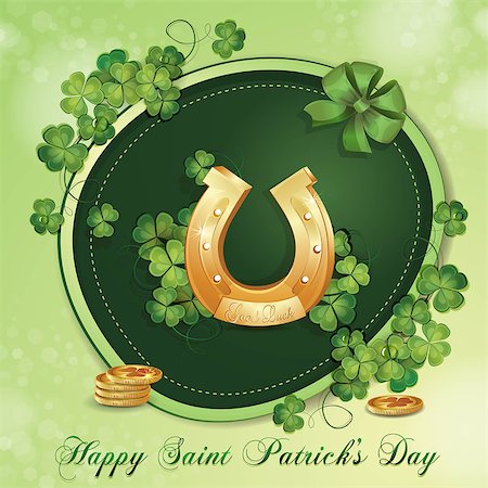 Saint Patrick's Day card with clover and horseshoe Stock Photo - Budget Royalty-Free & Subscription, Code: 400-06691742