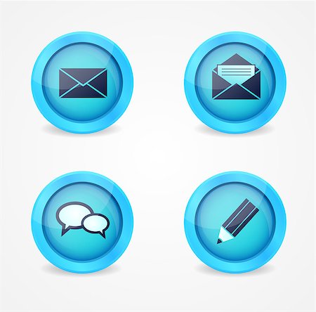 Set of glossy communication icons. Vector icons Stock Photo - Budget Royalty-Free & Subscription, Code: 400-06691754