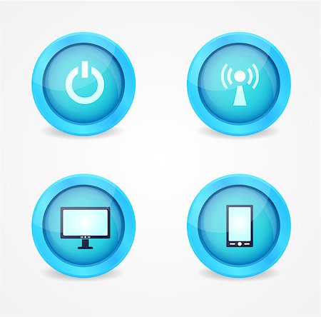 Set of glossy technology icons. Vector icons Stock Photo - Budget Royalty-Free & Subscription, Code: 400-06691751