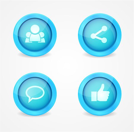 Set of glossy internet social icons. Vector icons Stock Photo - Budget Royalty-Free & Subscription, Code: 400-06691753
