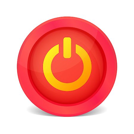 power supply vectors - Red power button. Vector glossy icon on white Stock Photo - Budget Royalty-Free & Subscription, Code: 400-06691764
