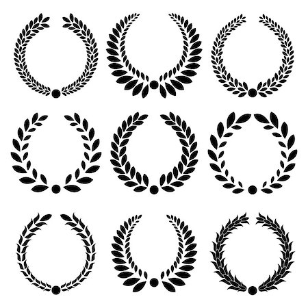 Set from  black laurel wreath on the white background Stock Photo - Budget Royalty-Free & Subscription, Code: 400-06691807