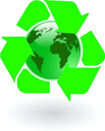 recycling computers in europe - the vector green world globe with recycling symbol Stock Photo - Budget Royalty-Free & Subscription, Code: 400-06692060