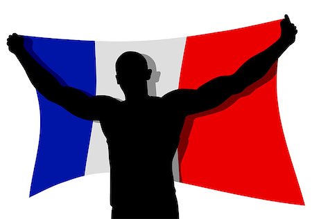 french flag winner - Vector illustration of a man figure carrying the flag of France Stock Photo - Budget Royalty-Free & Subscription, Code: 400-06692134