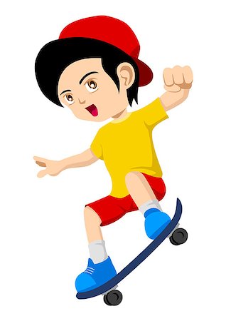 simsearch:400-04319654,k - Cartoon illustration of a kid playing skateboard Stockbilder - Microstock & Abonnement, Bildnummer: 400-06692137