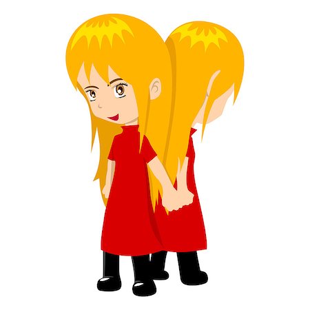 star sign gemini female - Vector illustration of Gemini in cartoon style Stock Photo - Budget Royalty-Free & Subscription, Code: 400-06692148