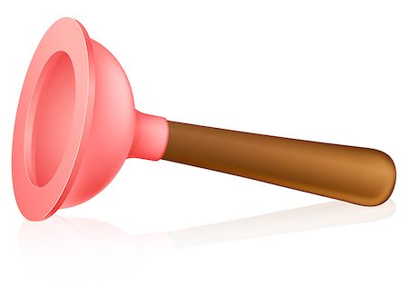 simsearch:400-04728947,k - An illustration of a cartoon plunger lying on its side with a reflection. Stock Photo - Budget Royalty-Free & Subscription, Code: 400-06692199