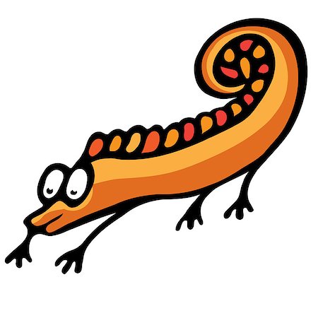 salamandra - Abstract painted gecko. Illustration on white background for creative design Fotografie stock - Microstock e Abbonamento, Codice: 400-06692230