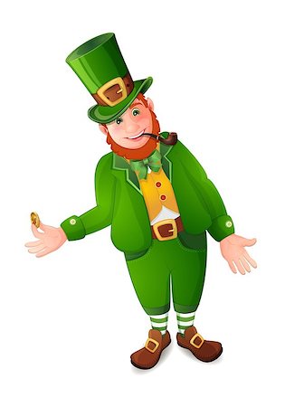 Leprechaun with gold coin isolated  on white Stock Photo - Budget Royalty-Free & Subscription, Code: 400-06692523