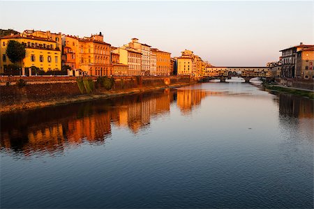 pictures of house street lighting - Ponte Vecchio Bridge Across Arno River in Florence at Morning, Italy Stock Photo - Budget Royalty-Free & Subscription, Code: 400-06692556