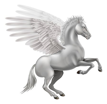 Illustration of the legendary winged horse from Greek mythology, Pegasus Photographie de stock - Aubaine LD & Abonnement, Code: 400-06692822