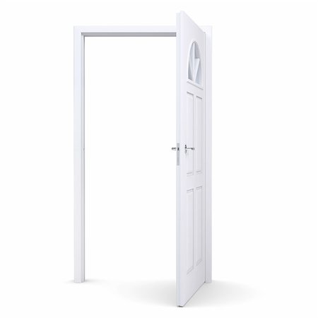door isolated - White open door. Isolated render on a white background Stock Photo - Budget Royalty-Free & Subscription, Code: 400-06692929