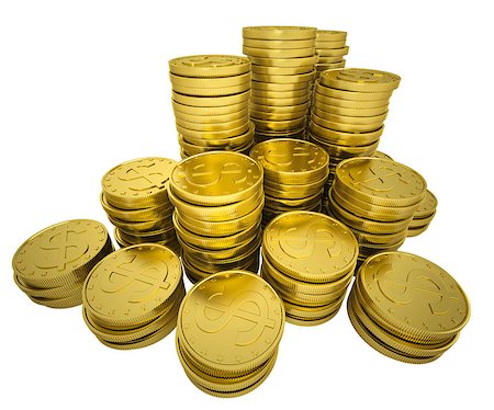 simsearch:400-07295448,k - Pile gold coins. Isolated render on a white background Stock Photo - Budget Royalty-Free & Subscription, Code: 400-06692930