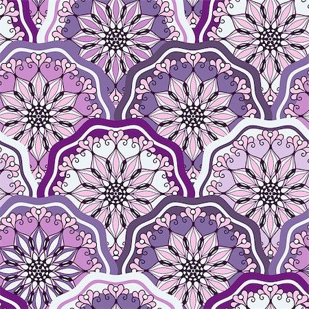 simsearch:400-06080425,k - Pink-violet vintage seamless pattern with flowers (vector) Stock Photo - Budget Royalty-Free & Subscription, Code: 400-06692959