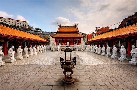 Nagasaki, Japan - December 9, 2012: Confucius Shrine was built by the Chinese residents of Nagasaki in 1893 and is still on territory controlled by the Chinese Embassy. Stockbilder - Microstock & Abonnement, Bildnummer: 400-06693091