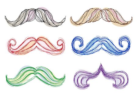 Hand-drawn mustache set with watercolor painting, vector Stock Photo - Budget Royalty-Free & Subscription, Code: 400-06693414