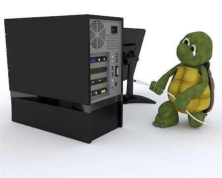 simsearch:400-05384268,k - 3D render of a tortoise with a computer Photographie de stock - Aubaine LD & Abonnement, Code: 400-06700310