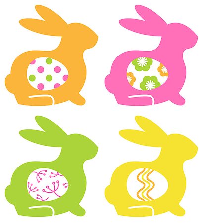 simsearch:400-04291976,k - Abstract bunnies with eggs set.  Illustration Photographie de stock - Aubaine LD & Abonnement, Code: 400-06700332