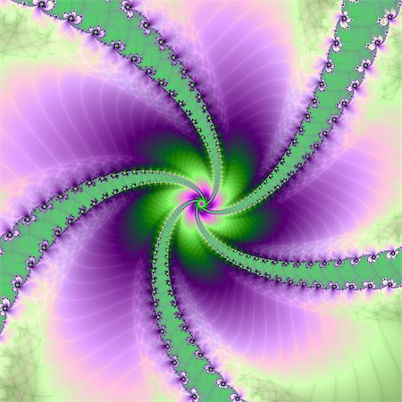 simsearch:400-06699301,k - Abstract fractal image with a whirligig spiral design in green and purple. Stock Photo - Budget Royalty-Free & Subscription, Code: 400-06700787