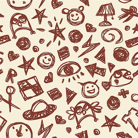 abstract scribble cute seamless pattern vector illustration Stock Photo - Budget Royalty-Free & Subscription, Code: 400-06700792