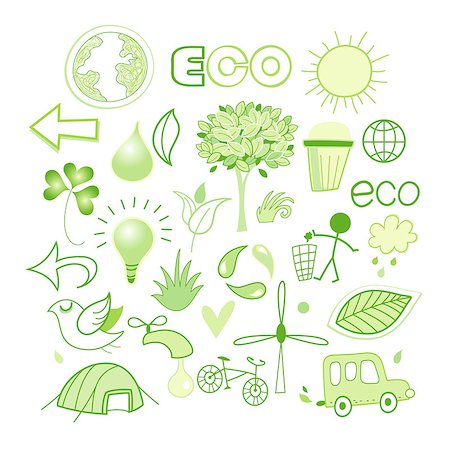 people on bike illustration - Bright green vector different images of the ecology. elements of Design Stock Photo - Budget Royalty-Free & Subscription, Code: 400-06700909