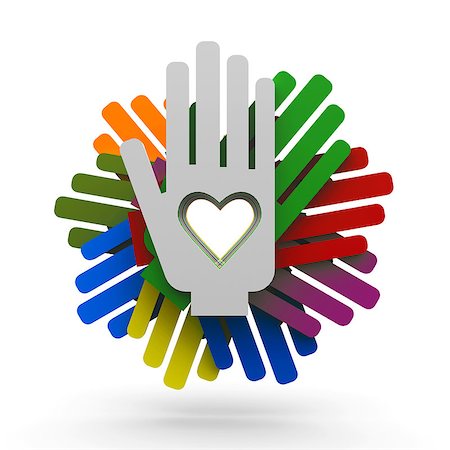 Happy volunteering hands representing love, three-dimensional rendering Stock Photo - Budget Royalty-Free & Subscription, Code: 400-06700919