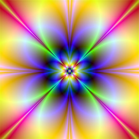 simsearch:400-06699301,k - Digital abstract fractal image with a psychedelic flower design in yellow, blue, green and pink. Stock Photo - Budget Royalty-Free & Subscription, Code: 400-06700997