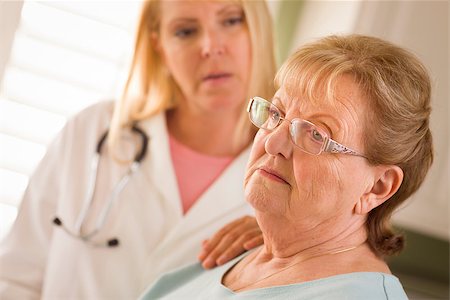 Melancholy Senior Adult Woman Being Consoled by Female Doctor or Nurse. Stock Photo - Budget Royalty-Free & Subscription, Code: 400-06701038